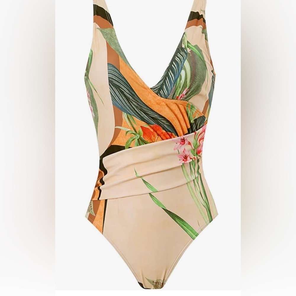 NWOT Floral One Piece Swimsuits for Women 1 Piece V Neck Swimsuits